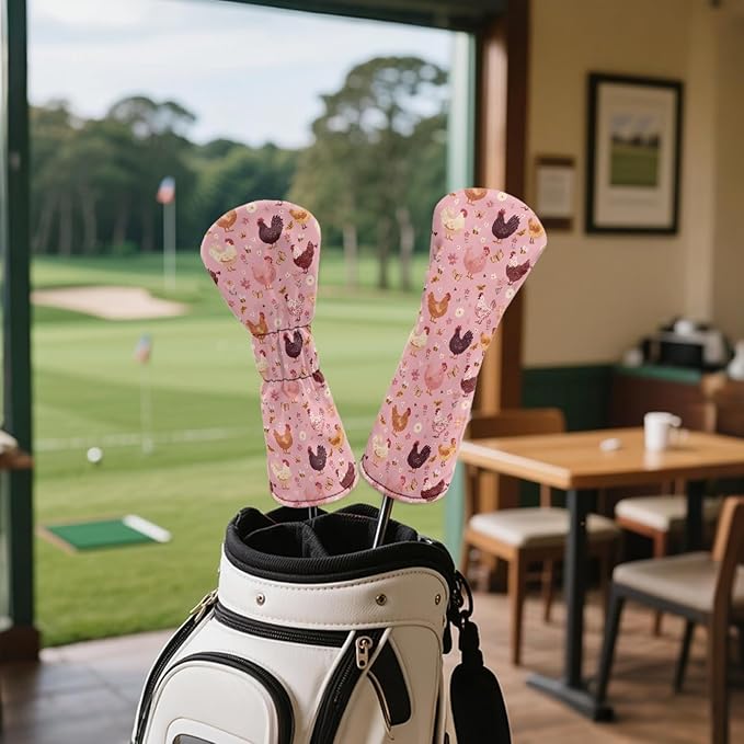 Golf Club Head Covers for Club Protective, Waterproof PU Leather Driver Fairway Wood Hybrid Head Cover