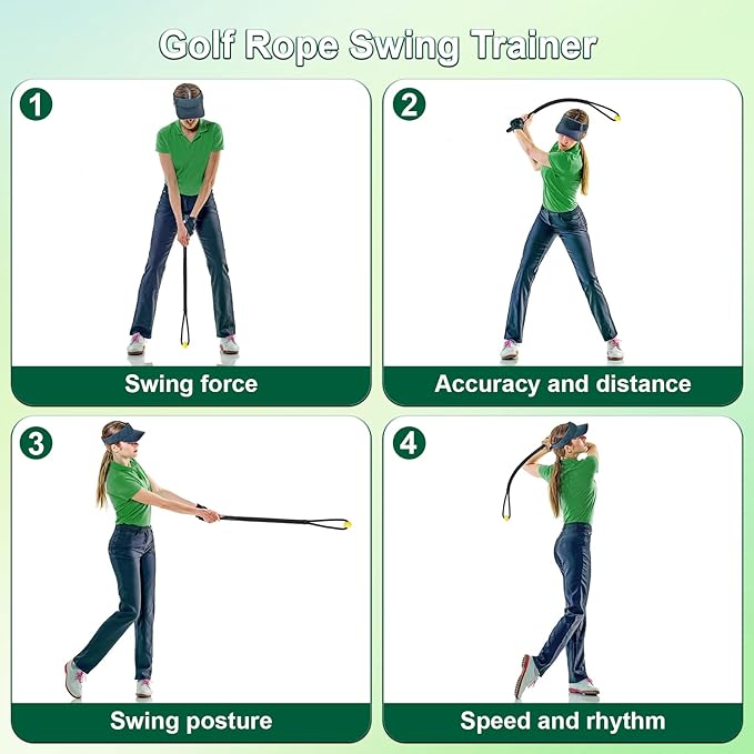 Golf Rope Swing Trainer & Aid – Elevate Speed Tempo Flexibility | All-Level Warm-Up for Stronger Swings