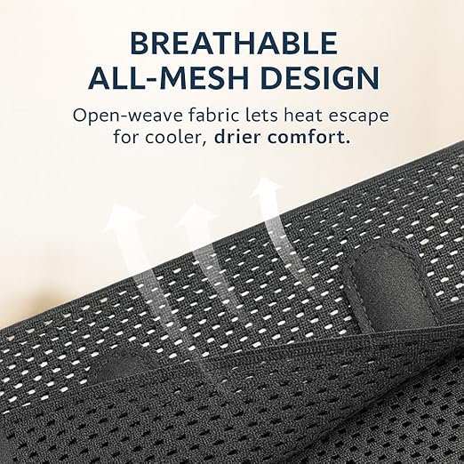 Breathable Mesh Back Brace with Flexible Stays, Ultra-Thin Adjustable Lumbar Support Belt for Men & Women, Immediate Relief for Lower Back Pain & Discomfort, Ideal for Work, Walking & Daily Use (Fits Waist 31.1"-53.15")