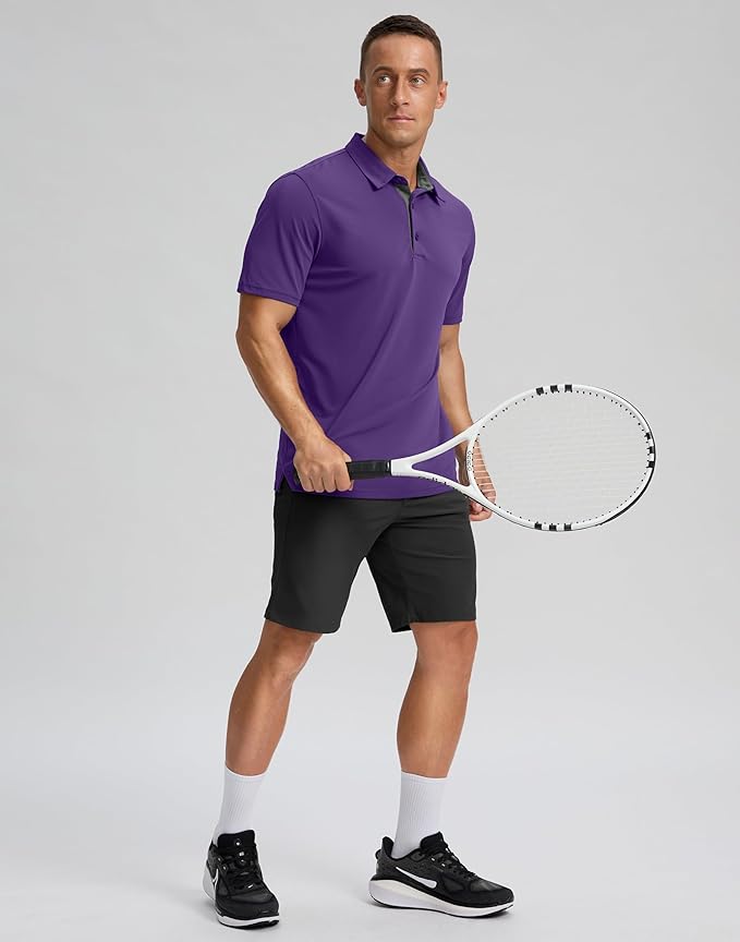 Men's Golf Shirts Dry Fit Moisture Wicking Performance Short Sleeve Collared Polo Shirts for Casual Athletic Business