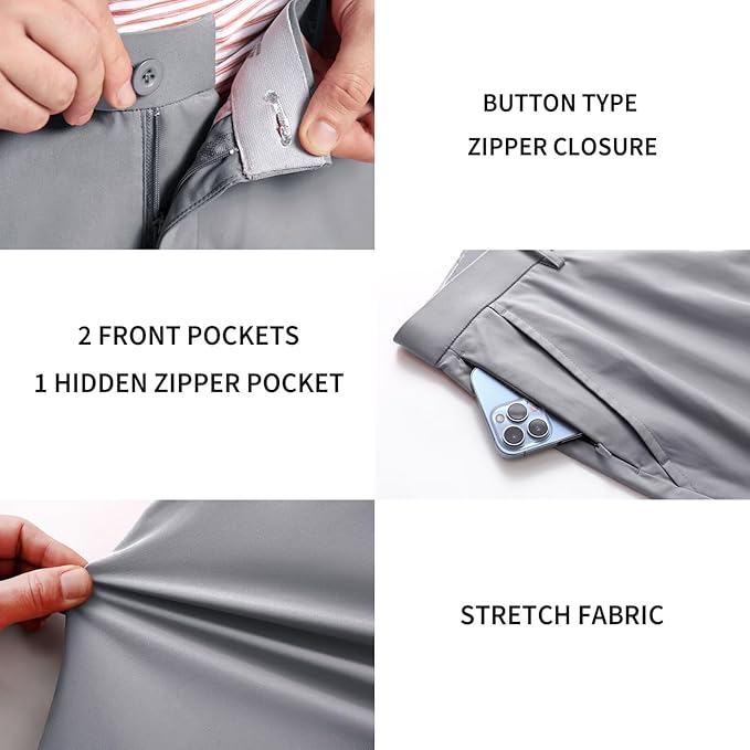 M MAELREG Golf Pants Men Quick Dry - 30"/32"/34" Stretch Lightweight 5 Pockets Water-Resistant Casual Mens Dress Pants