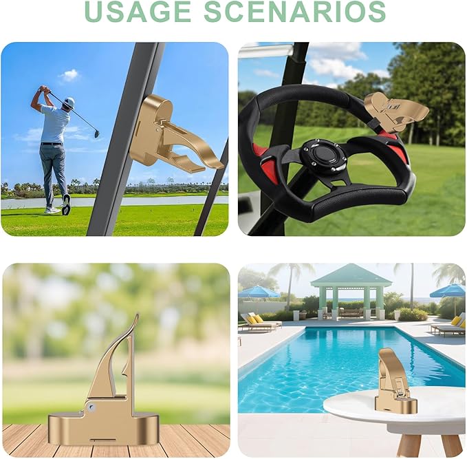 Magnetic Golf Cart Holder, Holder for Golf Cart, Fits 30-70 Ring, Available in Black, Gold, Blue, Silver - Durable Clip Golf Cart Holder