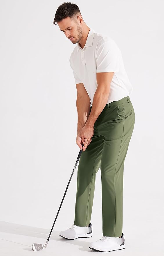 Libin Men's Golf Pants Classic Fit Flat Front Work Dress Pants 29" 31" 33" Stretch Casual Pants Lightweight with Pockets