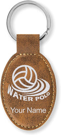 LaserGram Oval Keychain, Water Polo, Personalized Engraving Included