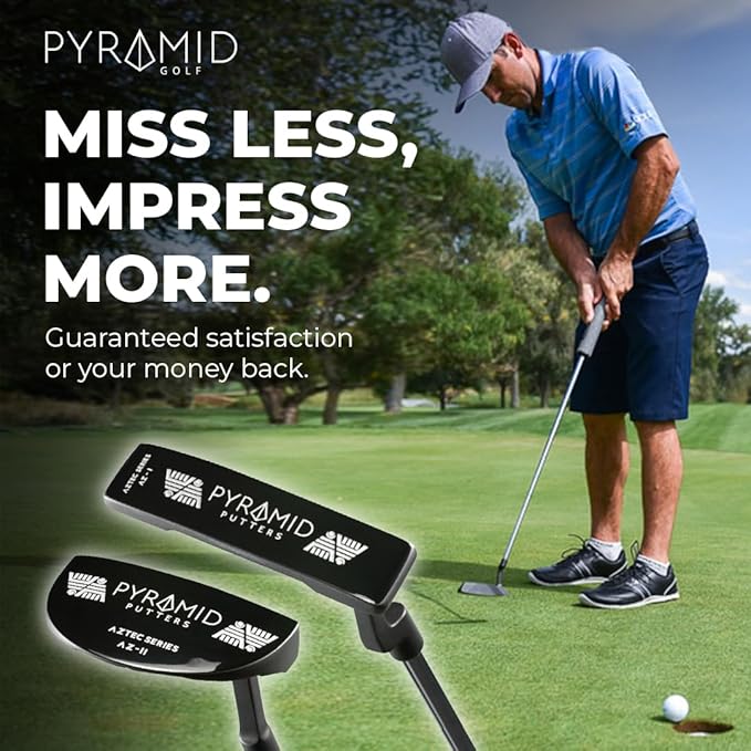 Pyramid Golf Putter for Improved Accuracy & Consistency – Gear Effect Grooves, High MOI, Precision Milled Face, Soft Feel Grip, Forgiveness on Mishits, Free Head Cover, Ideal for Inconsistent Stroke