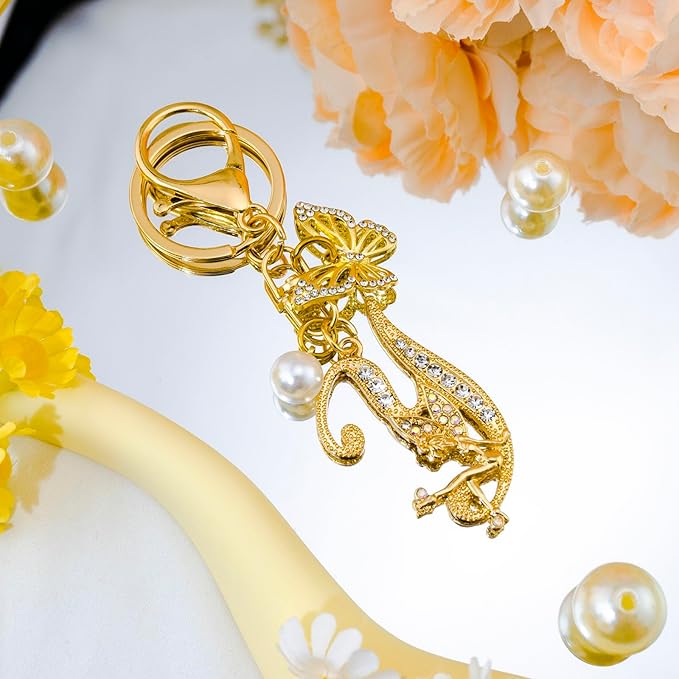 Initial Keychain Bag Charm Women Purse Charms for Handbags Accessories Charm for Wallet Butterfly Pendant for Girls