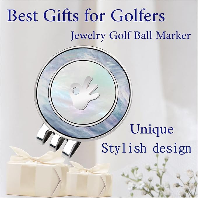 Golf Ball Marker Hat Clip with Pearl Ball Marker, Golf Gifts, Golf Accessories, Golf Ball Markers for Women