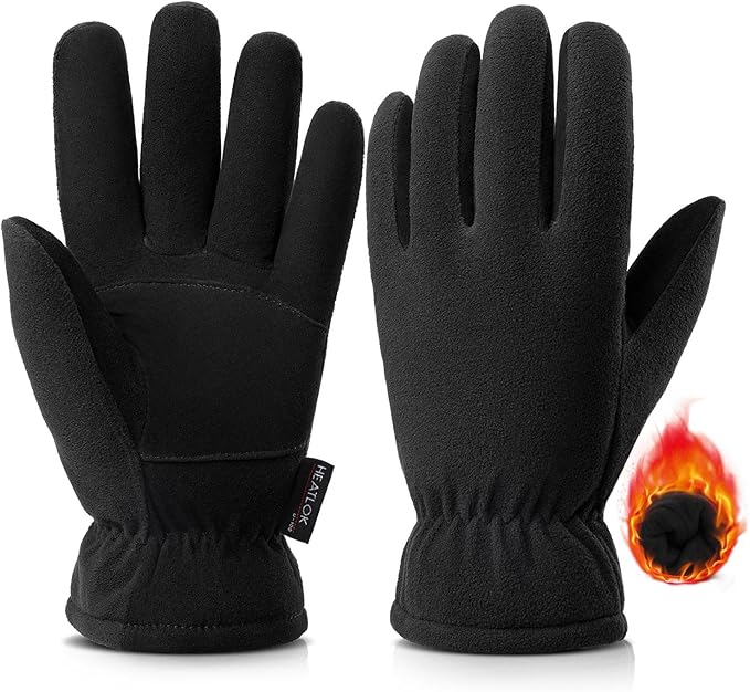 OZERO Winter Gloves for Men & Women: -30℉ Warm Thermal Running Cycling and Work Gloves for Men Cold Weather | Deerskin and Polar Fleece Insulated Winter Gloves Men