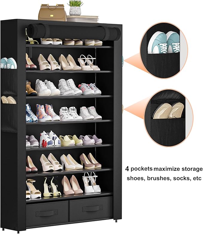 OYREL Tall Shoe Rack Dustproof Cabinet Large Capacity 8 Tier Shoe Organizer,32-40 Pairs of Shoes