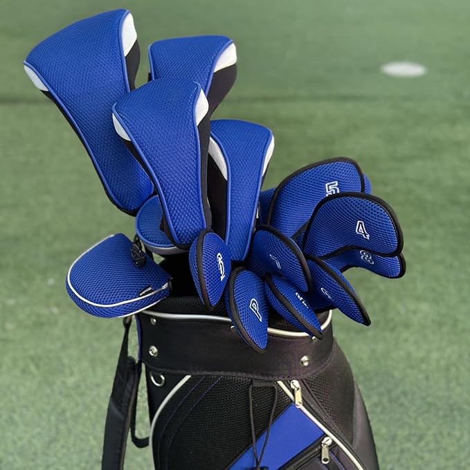 Andux 5pcs/Set Mesh Golf 460cc Driver Fairway Wood Club Head Covers Long Neck with No. Tags