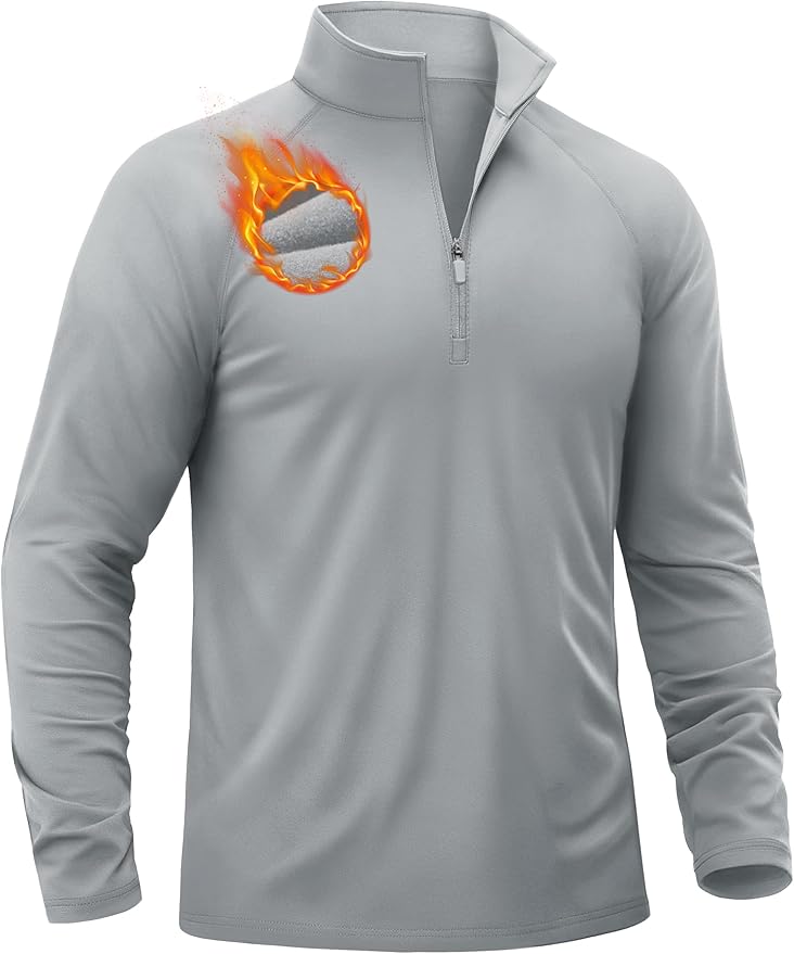 TACVASEN Men's Quarter Zip Pullover Fleece Lined Thermal Long Sleeve Golf Shirt 1/4 Zip Warm Winter Sweatshirts