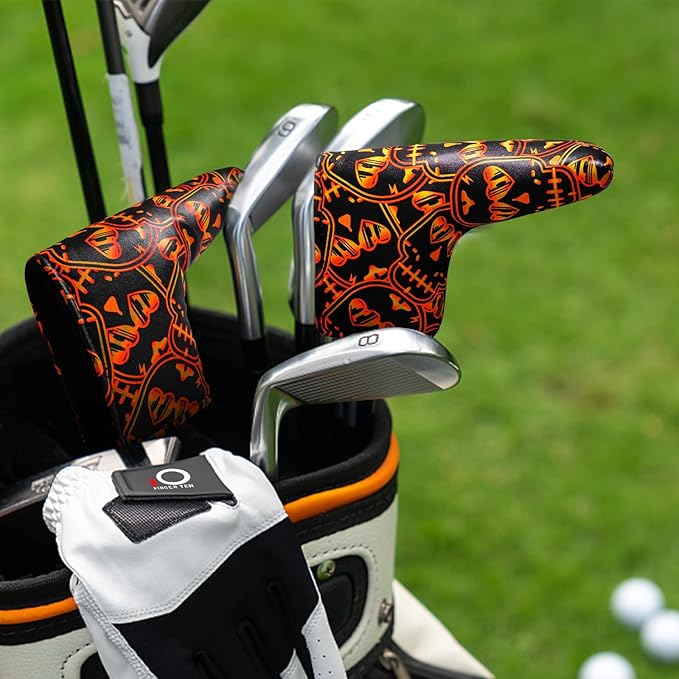 FINGER TEN Golf Blade Putter Cover Premium Synthetic Leather Stylish Design, Universal Headcover Waterproof Protection, Durable Headcovers Covers Fit Most Blade Putters for Men Women