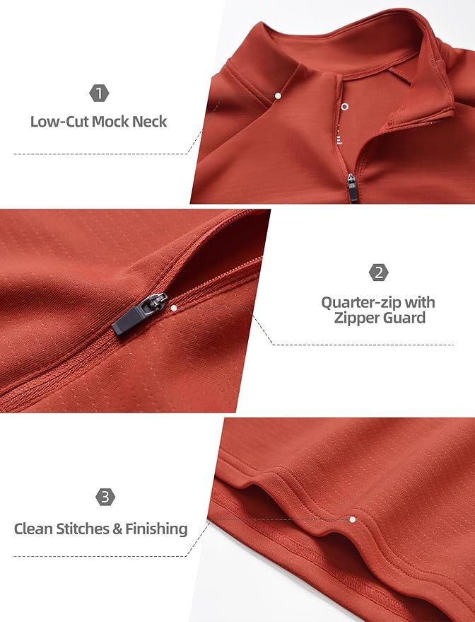 Zengjo Mens Quarter Zip Athletic Pullover Mid-Weight 1/4-Zip Running Workout Shirt Moisture Wicking