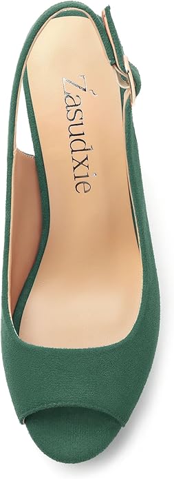 Womens Wedge Platform Sandals Peep Open Toe Slingback Buckle High Heel Dress Shoes Pumps Suede 3.94 Inch