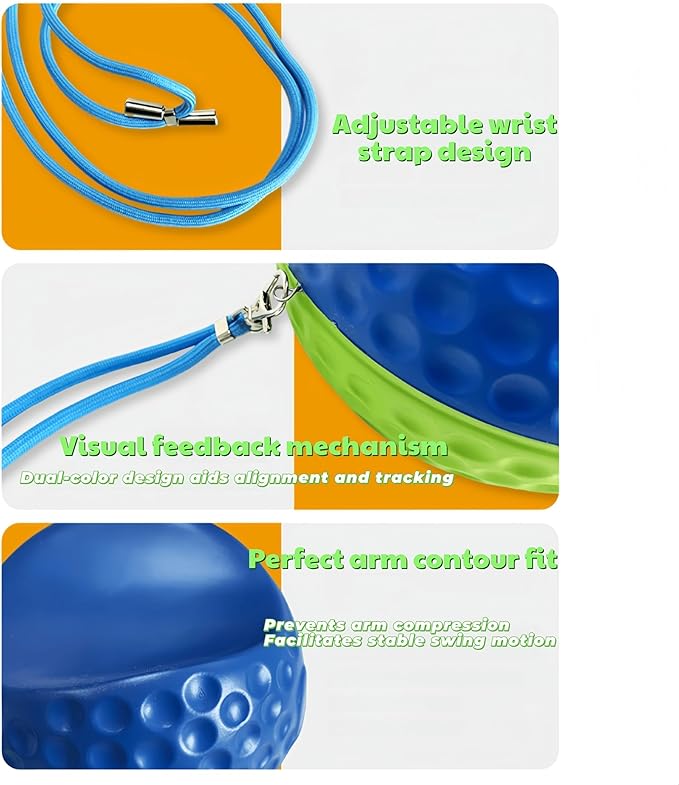 HERZ Dual-Color Golf Connection Ball |Golf Swing Trainer Fix Wrist Flip & Lower Body Sway, PU Golf Training Aid Adjustable Lanyard, Keep Lead Arm Dominant Through Impact