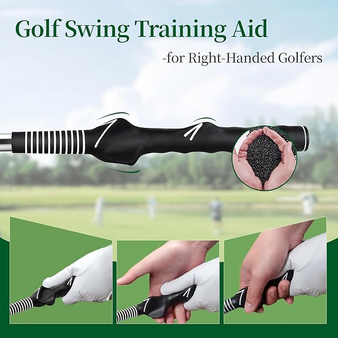 Retractable Golf Swing Training Aid, Portable Golf Swing Trainer for Warm Up Right-Handed Click Stick Golf Grip Trainer with Rhythm Click Sound, Golf Accessories for Beginners, Indoor Outdoor Practice