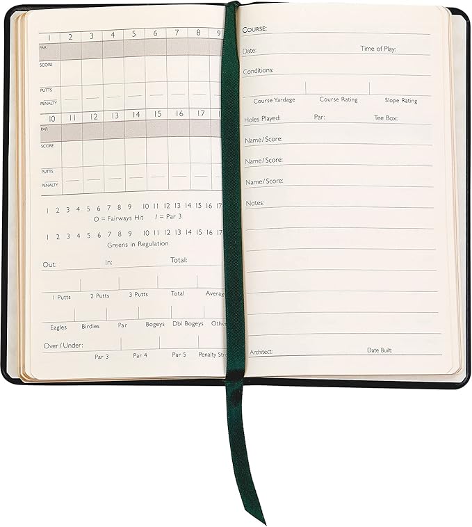 Graphic Image On The Green, Golf Score Book, Genuine Calfskin Leather (British Tan, 3" x 5")