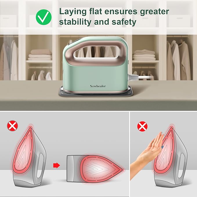 Newbealer Smart Steam Iron for Clothes - 1200W Professional-Grade Turbocharged 3 Steam & 3 Dry Heat Modes, 45s Heat-Up, 6oz Tank, Auto-Off, Nonstick Ceramic Soleplate (120V Only)