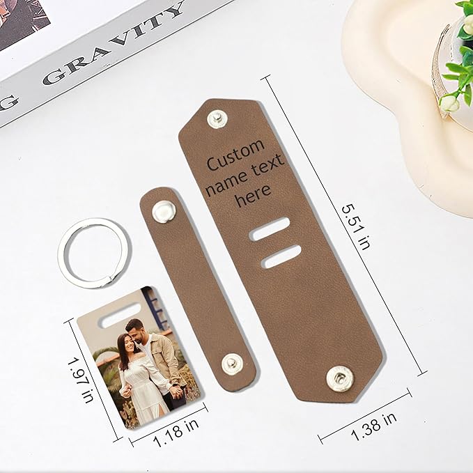 Custom Keychains with Picture Personalized Photo Logo Text Customized Key Chain for Boyfriend Dad Men Women Gifts