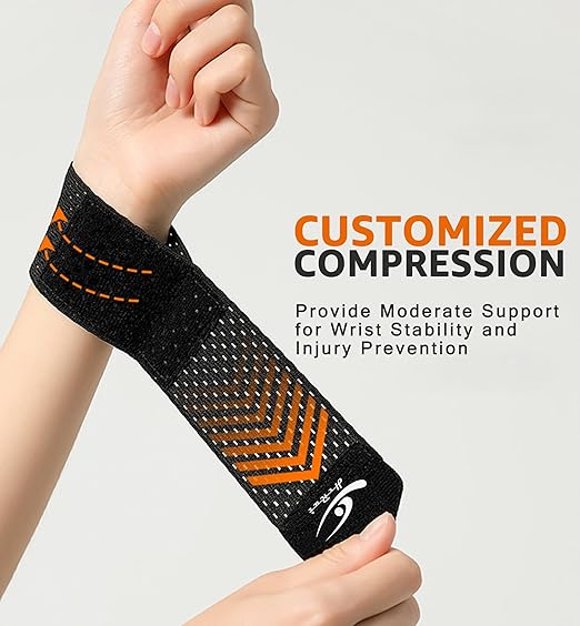 HiRui Wrist Compression Wraps, Wrist Brace Wrist Support for Sports, Mouse Hand, Mother's Hand, Carpal Tunnel Arthritis, Tendonitis - Premium Elastic & Breathable Mesh Fabric (Black, Small)