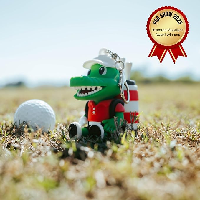 Gator Caddy Golf Tee Holder, Includes 8 Golf Tees, Fun Golf Accessories for Men and Women, Stylish Golf Bag Accessory and Golf Gift