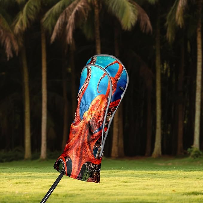 Golf Driver Head Covers Fairway Wood Headcovers, Premium Leather Golf Club Covers with Anti-Scratch Lining 1/3/5 Wood Cover for Golf Clubs for Women Men (Marble Blue)