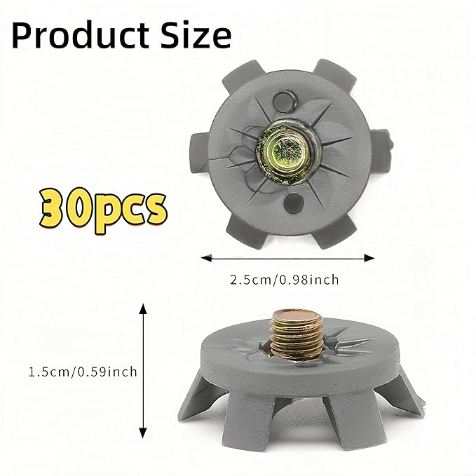 30Pcs Golf Spikes Golf Shoe Spikes Replacements with 1 Cleats Spanner,Footjoy Spikes Replacement Golf Cleats for Any Shoe,for Cricket Shoe Player