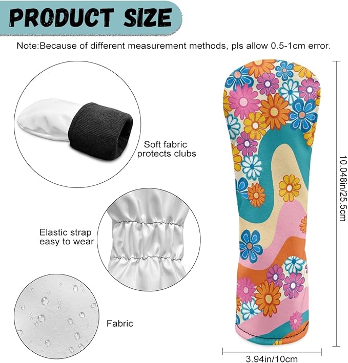 Golf Club Head Covers for Club Protective, Waterproof PU Leather Driver Fairway Wood Hybrid Head Cover