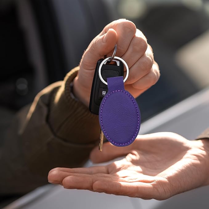 LaserGram Oval Keychain, Golf Ball, Personalized Engraving Included (Dark Purple)