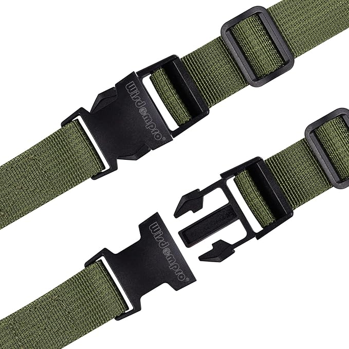 Wisdompro Luggage Strap, 2 Pack Heavy Duty Utility Straps with Quick Release Buckle, Adjustable Nylon Strap for Backpacking, Sleeping Bag Compression, Camping, Hiking - 48 inch, Army Green