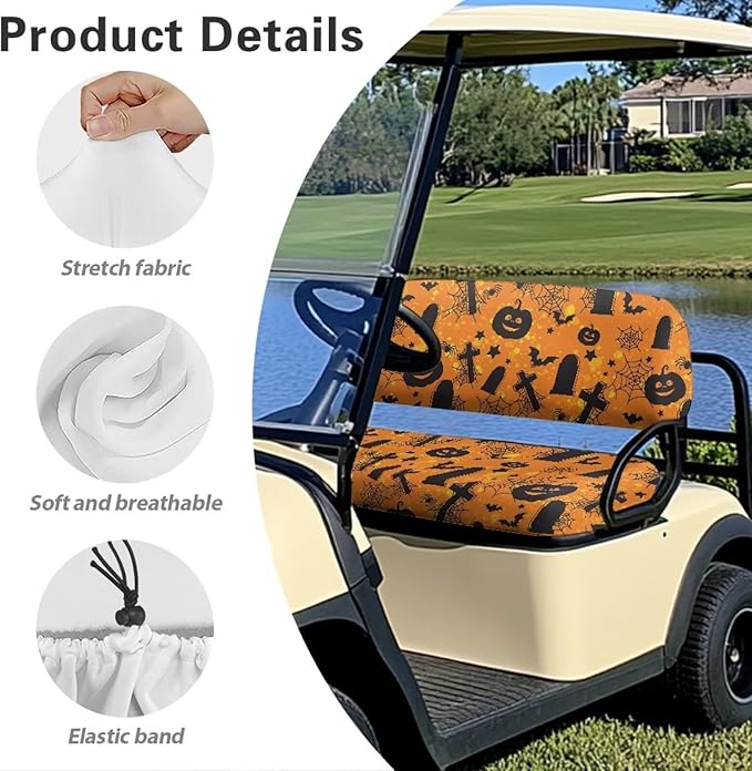 Golf Cart Seat Covers, Universal Fit & Nonskid Bottom Fits for Club Car 2 Person Seats Golf Carts