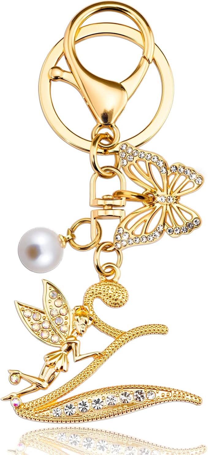 Initial Keychain Bag Charm Women Purse Charms for Handbags Accessories Charm for Wallet Butterfly Pendant for Girls