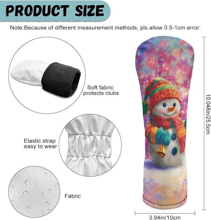 Golf Club Head Covers for Club Protective, Waterproof PU Leather Driver Fairway Wood Hybrid Head Cover