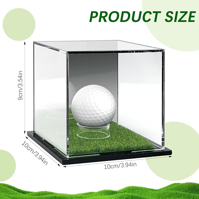 Golf Ball Display Case Small Golf Ball Case Acrylic Case Clear Display Box Square Display Holder Stand for Baseball Golf Ball Enthusiasts Collectibles, 3.9 x 3.5 x 3.9 Inch