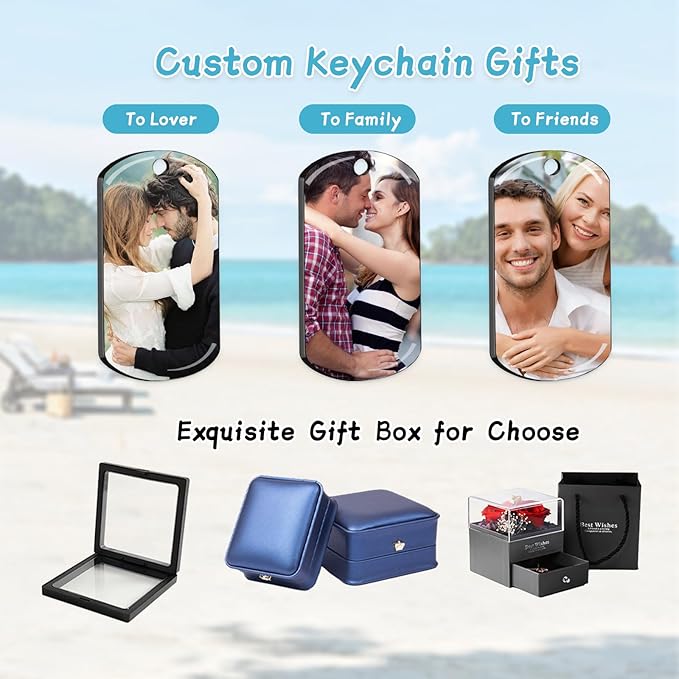Personalized Custom Keychain with Picture - Double Sided Engraving Photo Text Customized Key Chains for Men Boyfriend