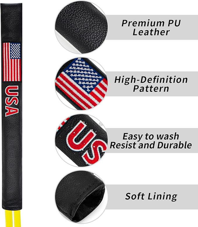 Golf Alignment Stick Cover Premium Leather Perfect Cover for Alignment Sticks Classic Blank Direction Rod Design Alignment Sticks Holder Golf Club Protector.
