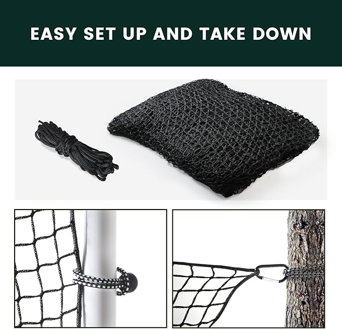 Sports Netting,Golf Practice Net Hitting Net with 33Feet Nylon Rope Also for Baseball, Hockey, Soccer, LAX and More - 10x10ft/10x15ft/10x20ft/10x25ft/10x30ft/10x40ft/10x55ft