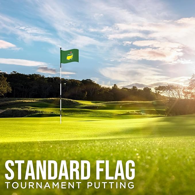 Golf Flag with Tube, Double-Side Printed Augusta National Flag, 420D Nylon Golf Pin Flags, Putting Green Flags for Golf Course Driving Range Collection, 14" H x 20" L, Green