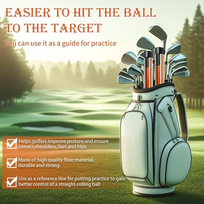 CAITON Golf Alignment Sticks 2 Sets - 48inch Alignment Practice Rods, Foldable for Easy Portability, Golf Training Aids to Improve Golf Swing, Putting Posture, with Storage Tube