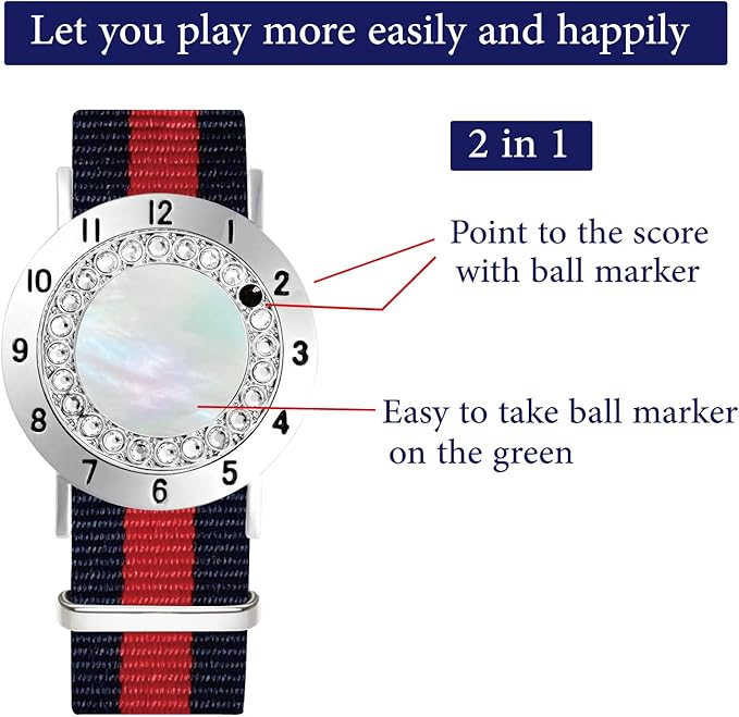 Golf Ball Marker with Golf Stroke Counter Bracelet, Pearl Crystal Ball Marker, Golf Accessories, Golf Gifts, Golf Counters for Women