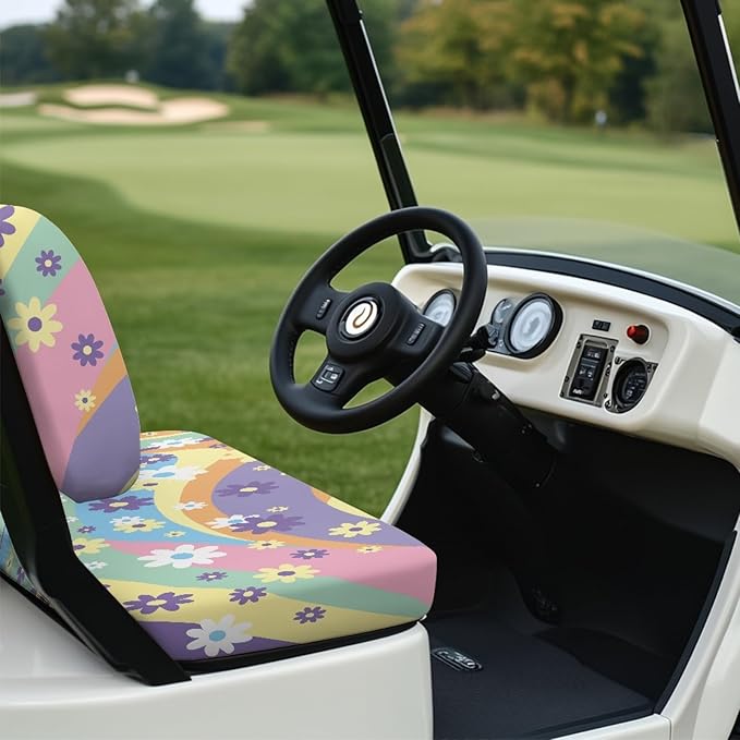 Fashion Print Golf Cart Seat Covers 2 Passenger Golf Cart Backrest Cover Golf Cart Seat Towel Gift for Friends