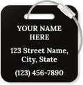 Custom Luggage Tags, Personalized Name Address for Suitcases,Backpack, Handbag, Travel Equipment Tag, 2x2 Inches, Acrylic Heavy Duty Waterproof, Made in The USA by My Sign Center- Black