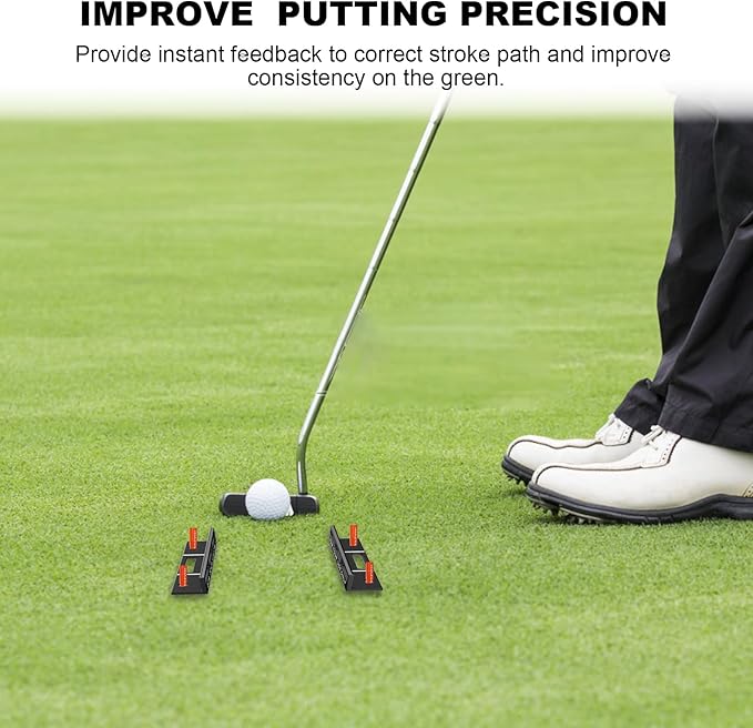 MAZEL Golf Alignment Putting Training Aids - Golf Putting Path Tool for Consistency & Accuracy - Include Putting Gates,Ring & Golf Tees