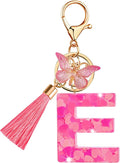Suweibuke Colourful Cute Initial Letter Keychains for Women Girls with Tassel Butterfly, Charm for Purse Handbags Backpacks