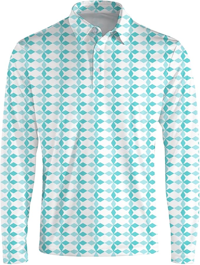 Men's Long Sleeve Golf Shirt Quick Dry 3 Button Work Fishing Outdoor Casual Collar Shirt