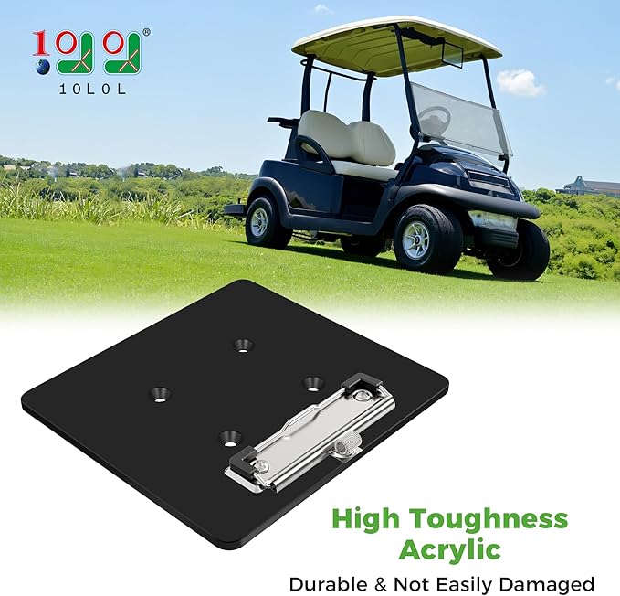 10L0L Golf Cart Steering Wheel Scorecard Holder with Pencil Holder Fit Yamaha,Club Car, EZGO - Upgrade Anti Drop Clip