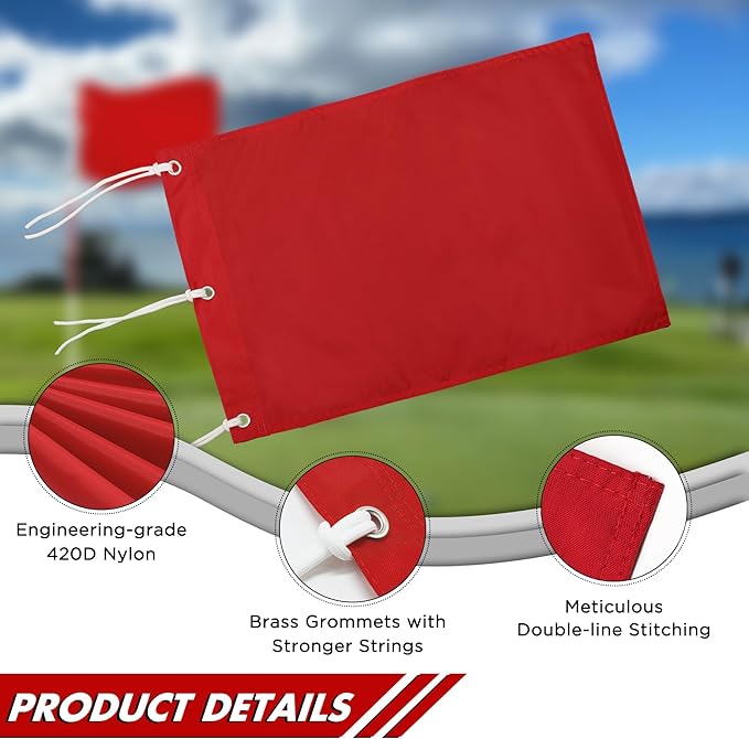 KINGTOP Golf Flag 20x14 Inch - 420D Nylon, Brass Grommets - Standard Putting Green Flags for Backyard Practice, Golf Courses, Country Club