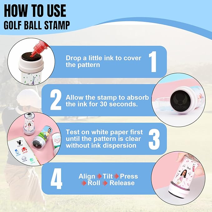 Custom Golf Ball Stamps Personalized Self-Ink Long Lasting Golf Ball Markers Customizable Funny Case Icon Sticker Golf Ball Stamper