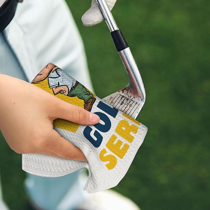 Funny Golf Towel with Carabiner Clip 24"x16" Life Is Game Golf Is Serious Printed Cute Fun Golf Towels for Golf Bags Microfiber Waffle Golfs Rag for Disc Balls Clubs Accessories for Men Women Dad