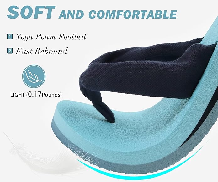 KuaiLu Flip Flops for Women with Arch Support Yoga Mat Comfortable Summer Beach Walking Thong Cushion Sandals Slip On Indoor Outdoor